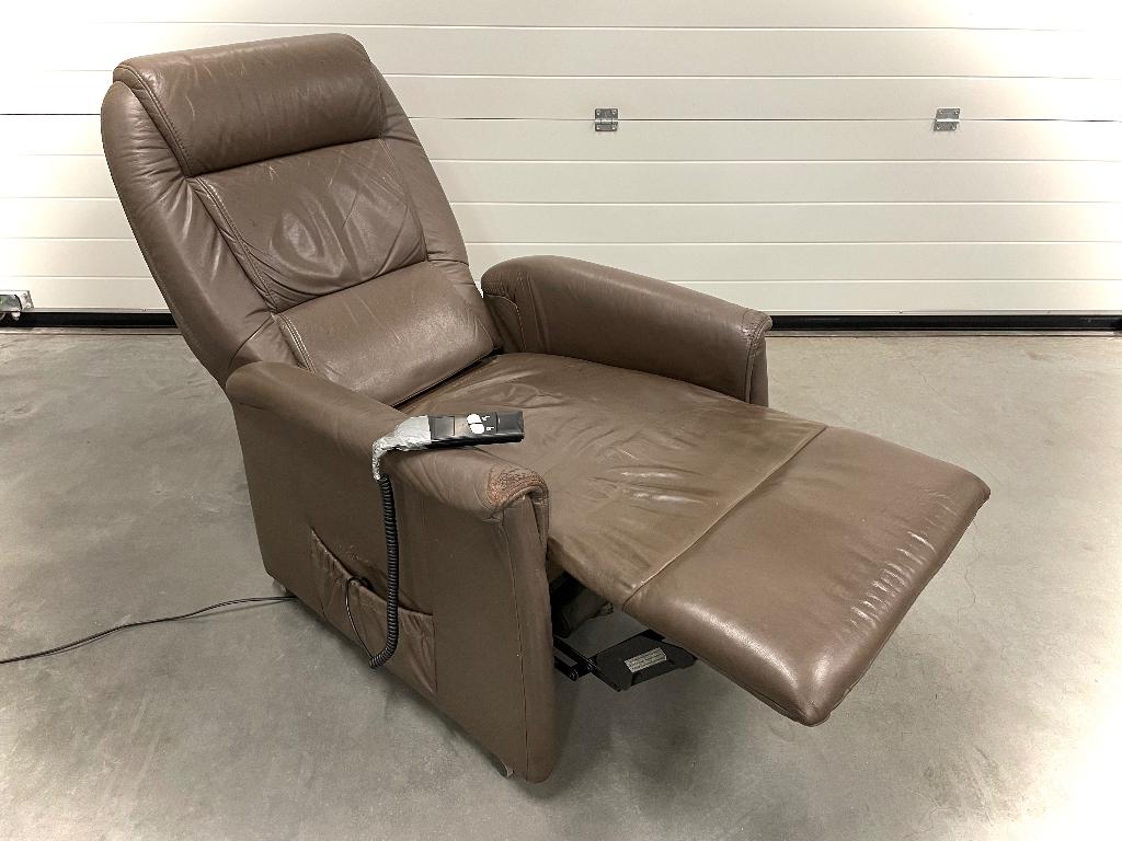 Elektrische relax zetel, Huis en Inrichting, Fauteuils, Gebruikt, Leer, Ophalen