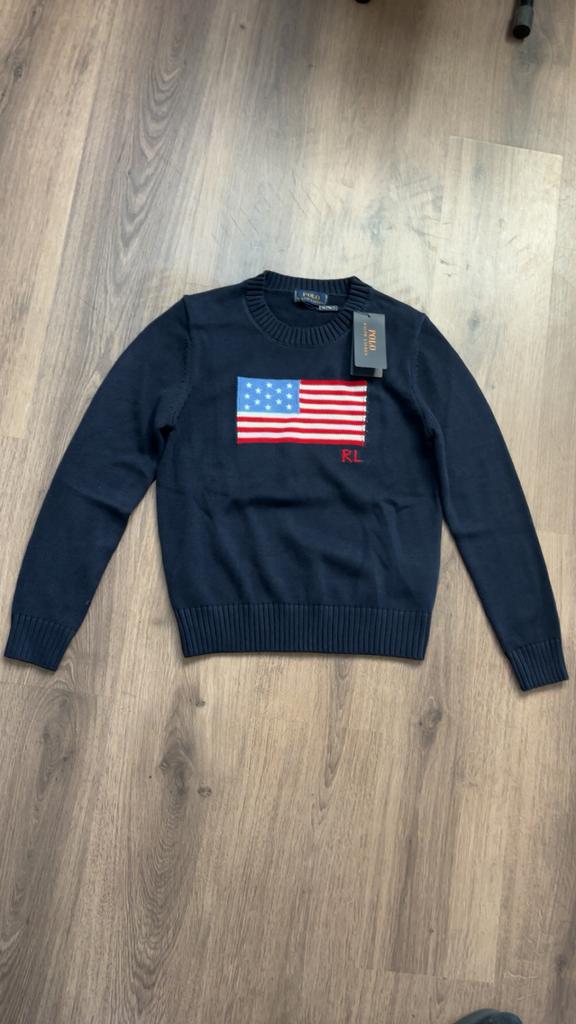 Ralph Lauren American Flag Sweater, Ophalen of Verzenden, Zo goed als nieuw, Maat 38/40 (M), Blauw