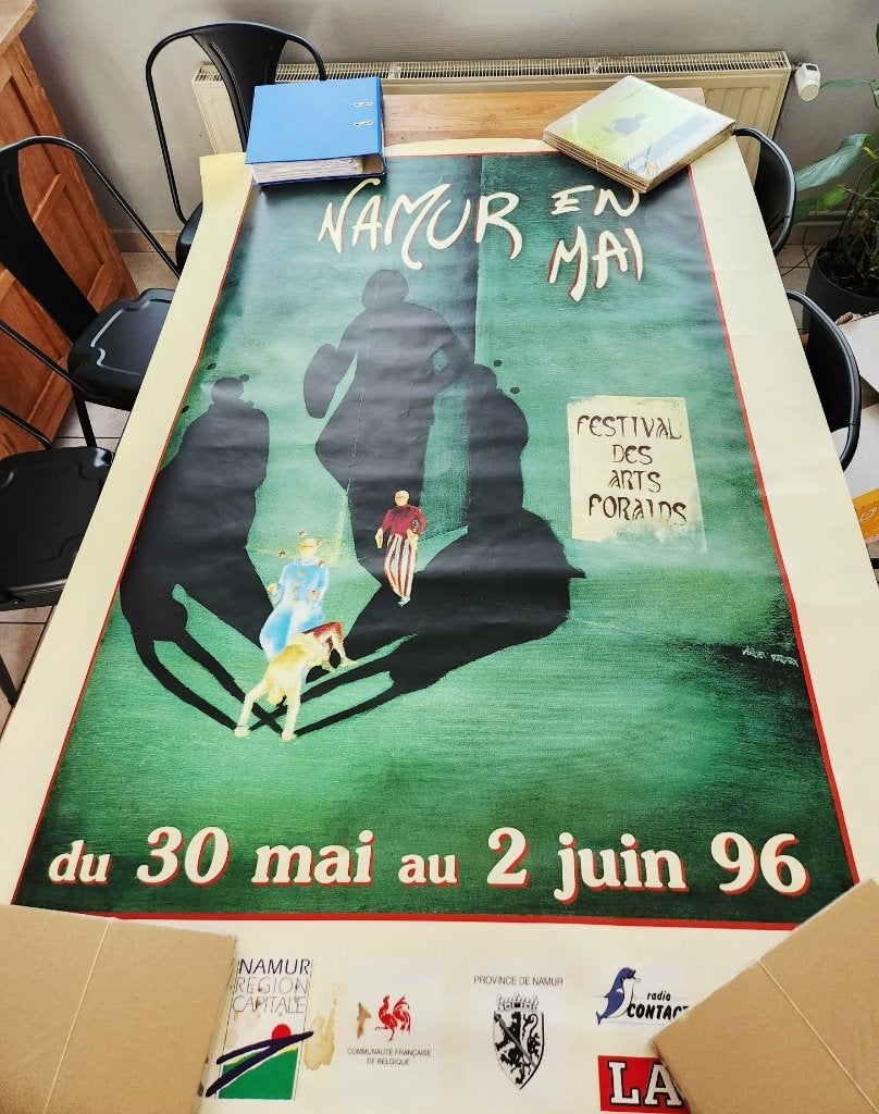 gde affiche (env 180 x 120 cm) Namur en Mai, 1e édition 1996, Collections, Rectangulaire vertical, Comme neuf, Enlèvement, Autres sujets/thèmes