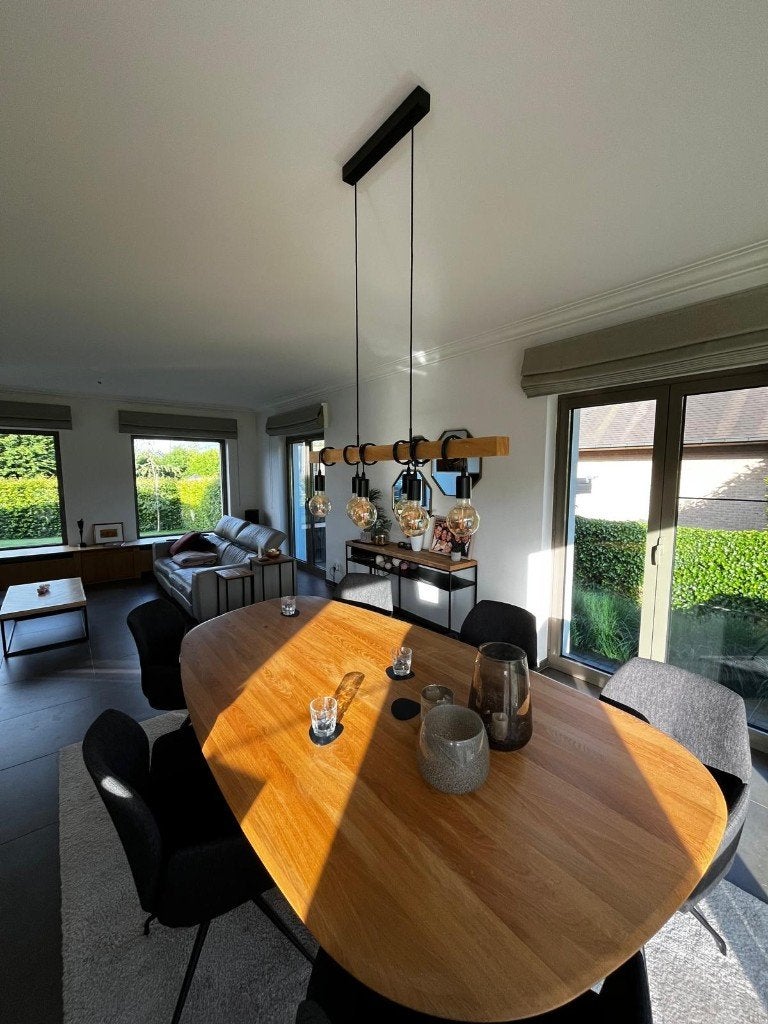 Hanglamp eetkamer, Huis en Inrichting, Lampen | Hanglampen, Ophalen, Zo goed als nieuw, Glas, Retro