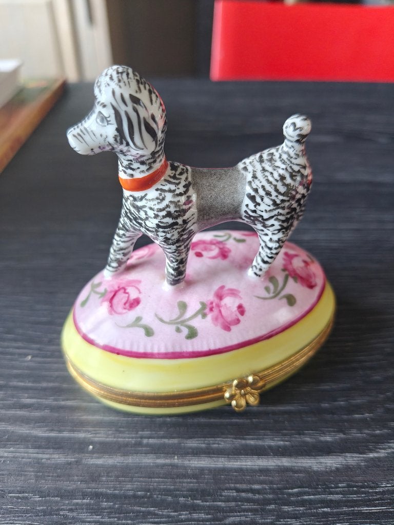 Vintage Poedel Snuff Box - Porseleinen Hondenbeeldje, Ophalen of Verzenden