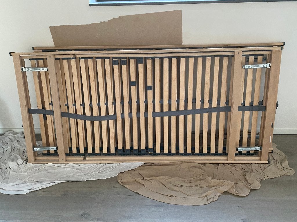 2 manueel verstelbare lattenbodems  90 x 200 cm– €20 samen, Ophalen, Gebruikt