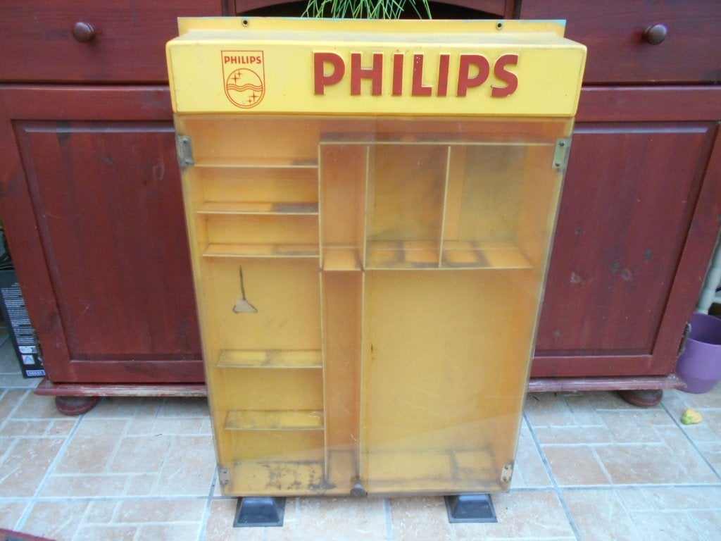 PHILIPS-winkel kast - display-1950-1960  kunstof, Collections, Marques & Objets publicitaires, Enlèvement