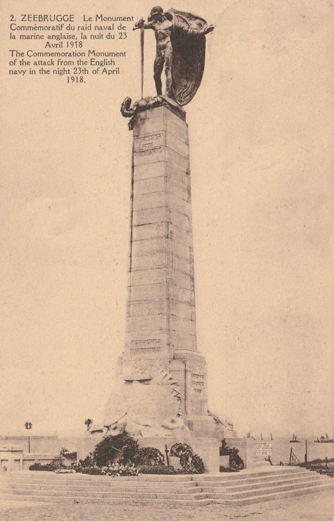 ZEEBRUGGE -  Gedenkteken Zee-aanval 1918., Verzamelen, Postkaarten | België, Verzenden, 1920 tot 1940, Gelopen, West-Vlaanderen