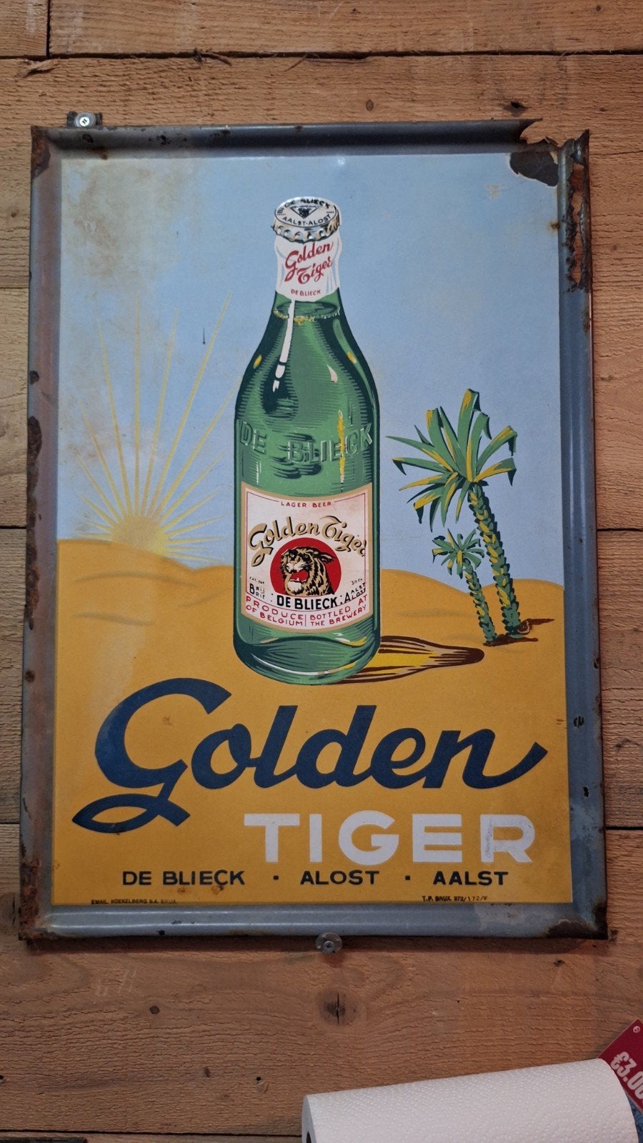 reclame golden tiger, Verzamelen, Ophalen, Reclamebord