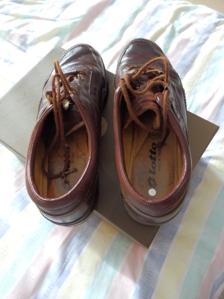 Italiaanse lederen herenschoenen maat 42 1/2 merk Lotto, Ophalen, Bruin, Lotto Italiaans merk, Wandelschoenen