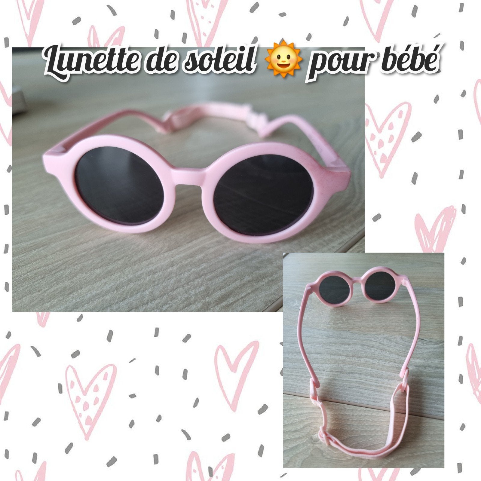 Lunette de soleil  pour bébé-avec élastique-Rose, Enlèvement ou Envoi, Rose, Lunettes de soleil, Réglable