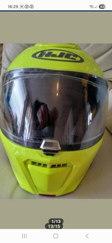 SUPER CASQUE FLUO JAUNE HJC QUALITÉ TAILLE L PRIX 80 EUR, Motos, Enlèvement, L, HJC