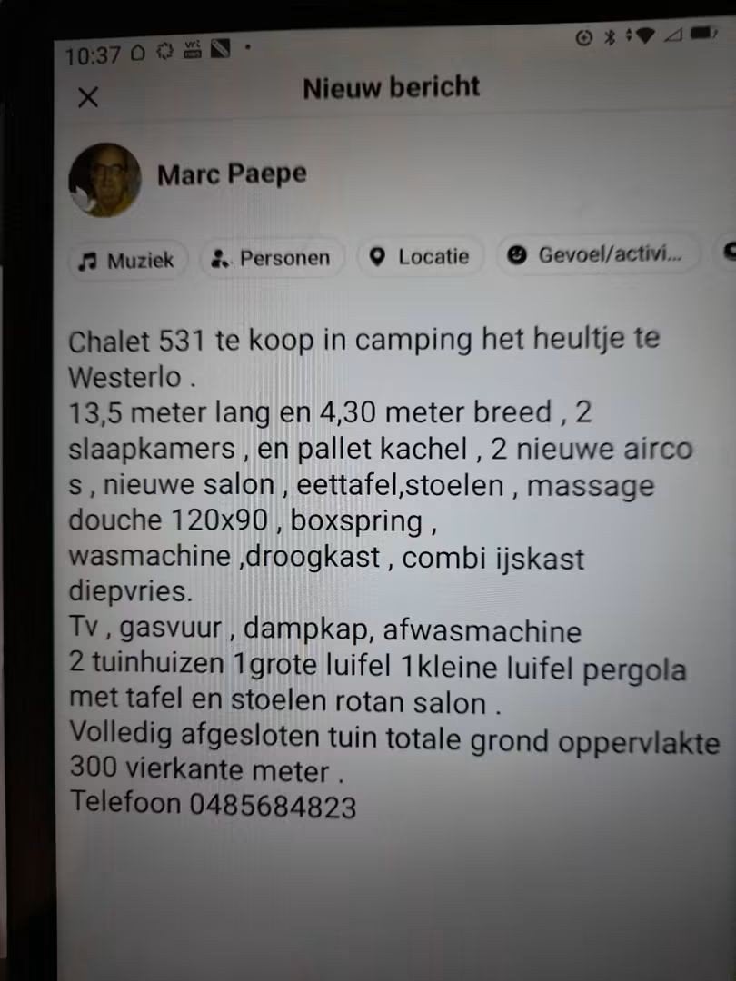 Chalet te koop in Westerlo camping het heultje challet nr531, Tot en met 2