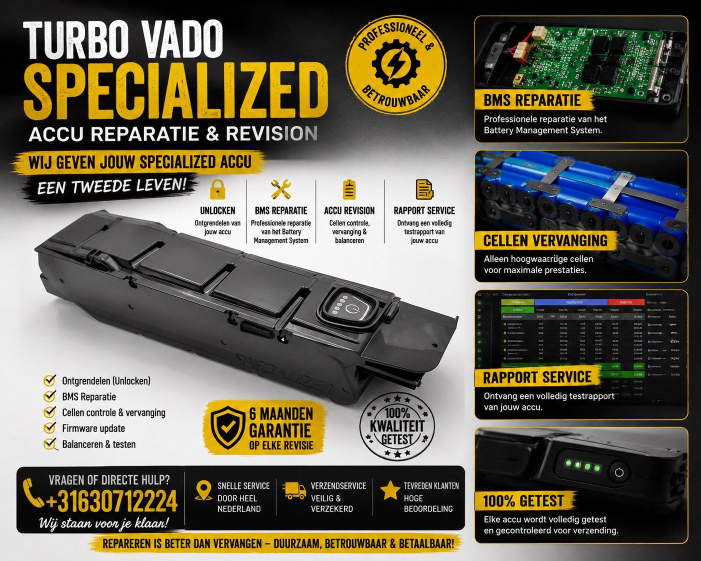 Specialized Turbo Vado Accu Reparatie  Unlocken  BMS Herstel, Enlèvement ou Envoi, Comme neuf