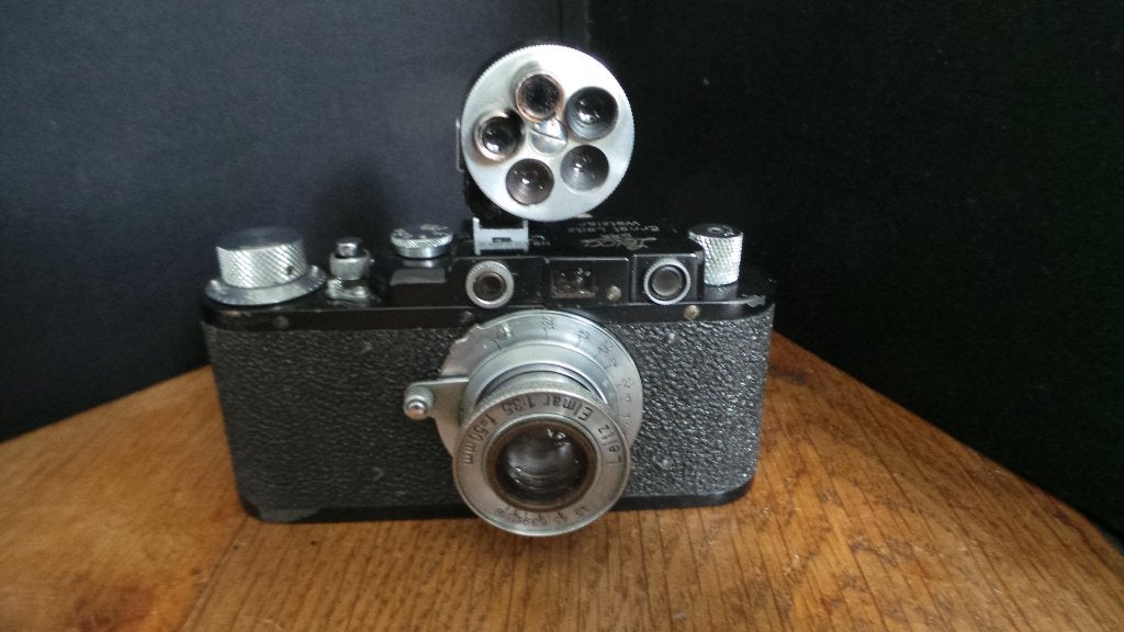 Leica Ernst Leitz Wetzlar D.R.P. camera met Elmar 1:3.5 f=50, TV, Hi-fi & Vidéo, Appareils photo analogiques, Utilisé, Reflex miroir