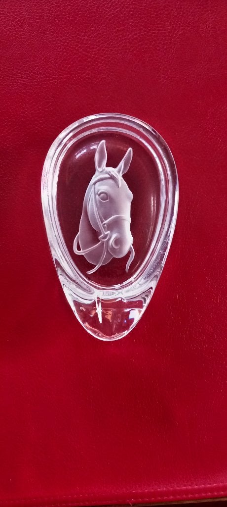 Vide-poche / Cendrier vintage en cristal – Tête de Cheval, Antiquités & Art, Enlèvement