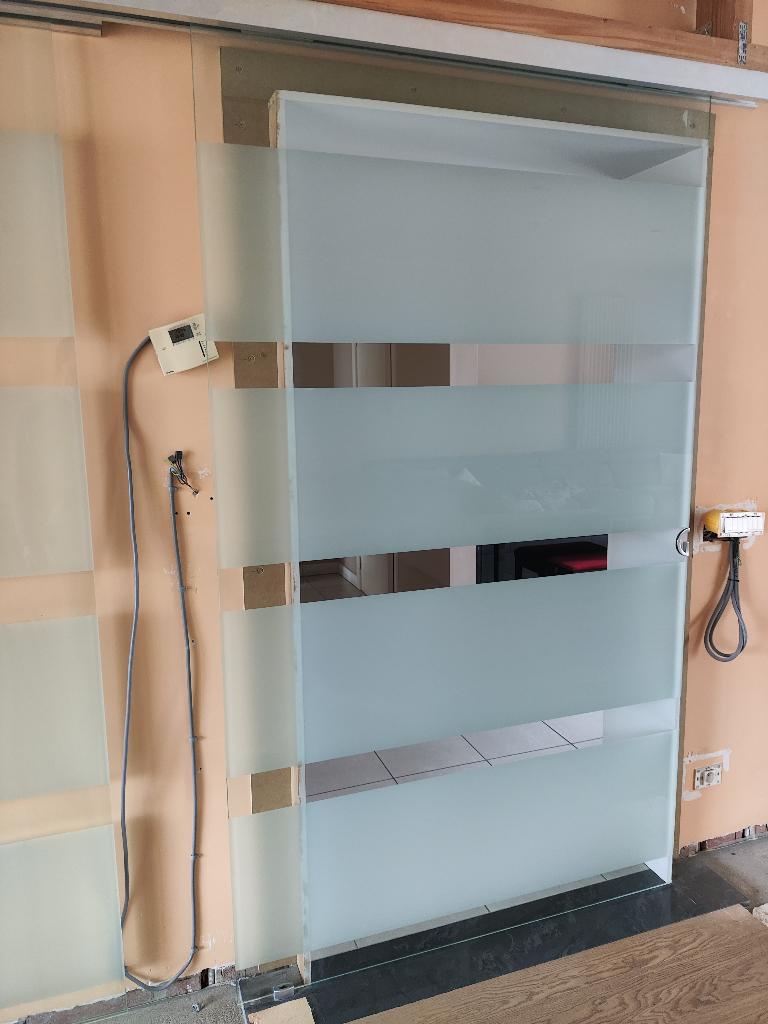 3 x glazen schuifdeuren (inclusief rail), Doe-het-zelf en Bouw, Deuren en Vliegenramen, Ophalen, Binnendeur, Schuifdeur, 120 cm of meer