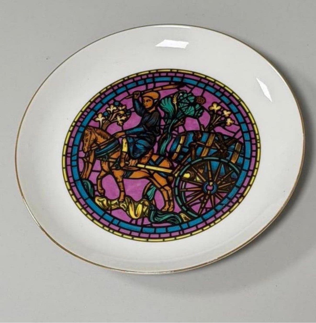 Vintage religieus glas-in-lood stijl wandbord – 19cm – Korea, Ophalen of Verzenden