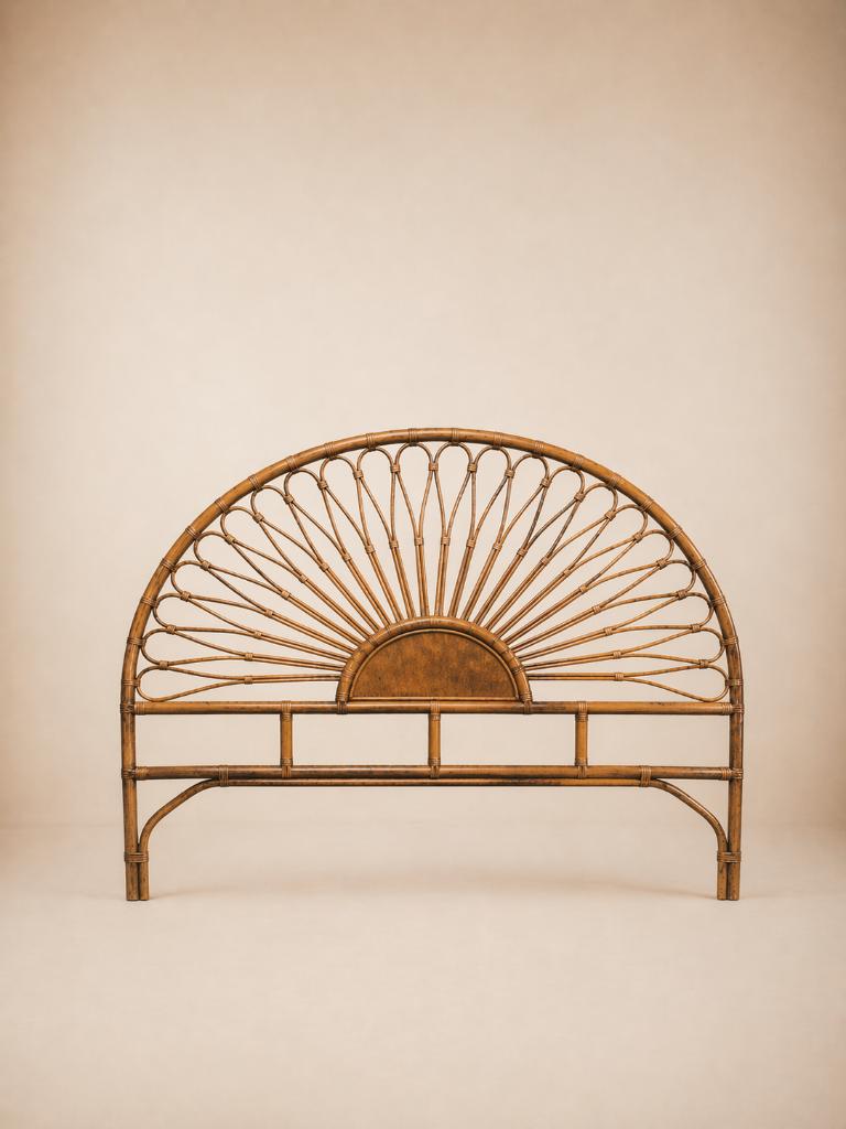 Tête de lit en rotin VINTAGE Lit 160cm, Brun, Enlèvement, Utilisé, Bois