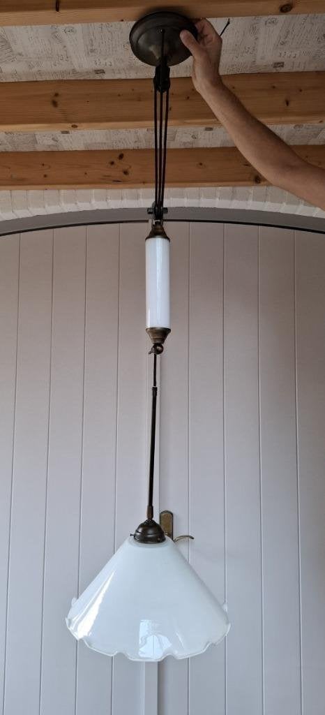 Vintage verstelbare pendel hanglamp, katrol, contragewicht, Gebruikt, -, -, Ophalen of Verzenden