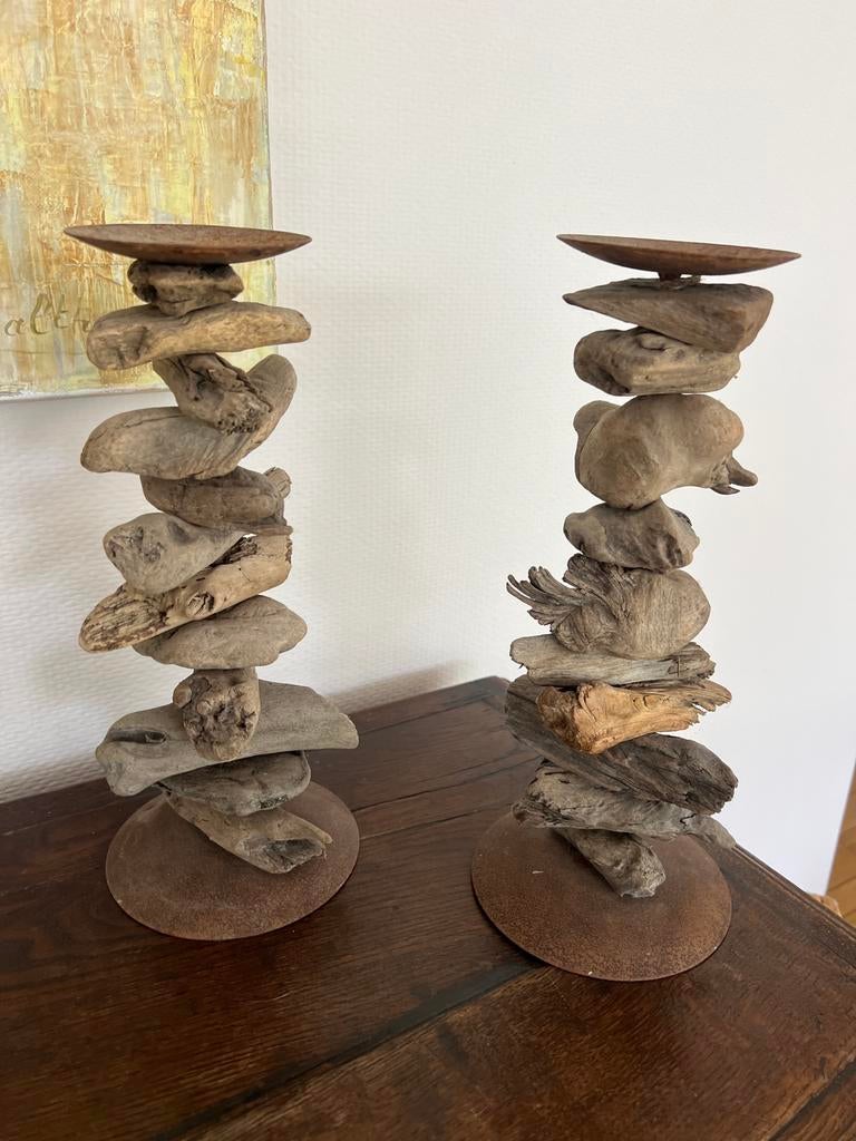 Kandelaars uit drijfhout, Ophalen