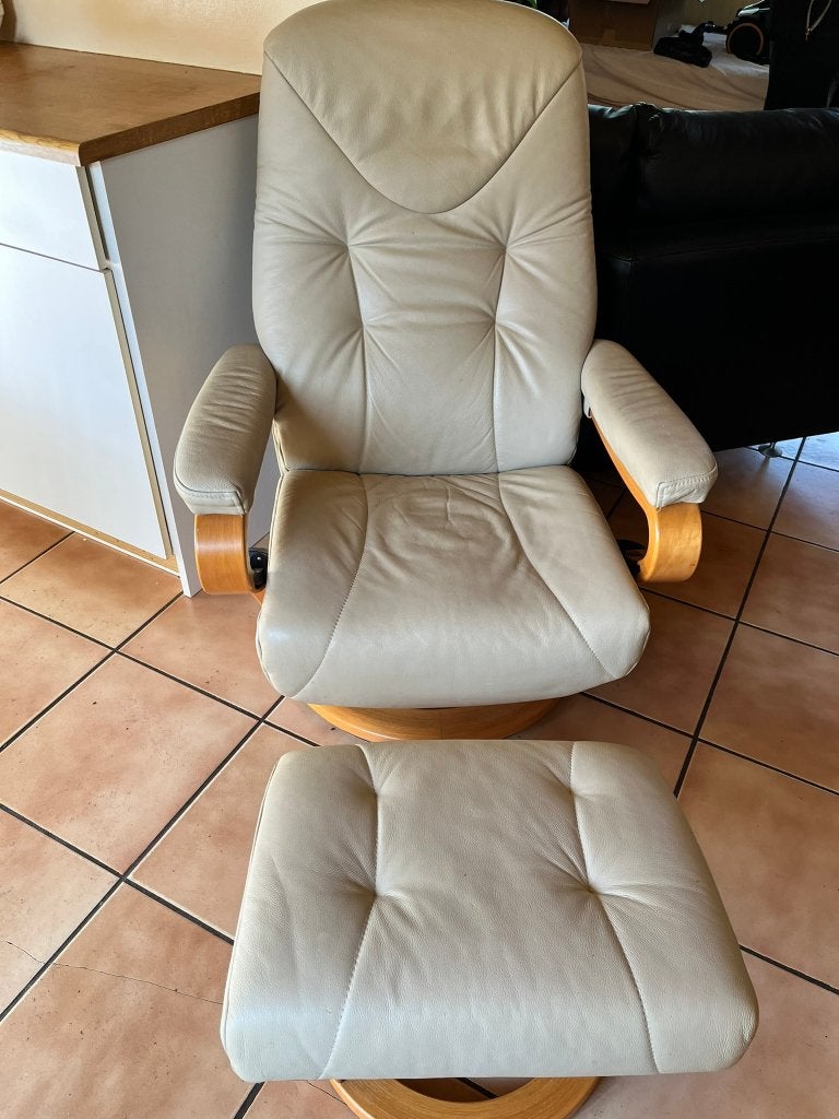 Fauteuil inclinable en cuir Himolla Torro avec repose-pieds, Relax, Moins de 75 cm, Enlèvement, Utilisé