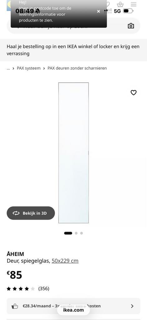 ÅHEIM ikea pax deur,, Ophalen, Zo goed als nieuw
