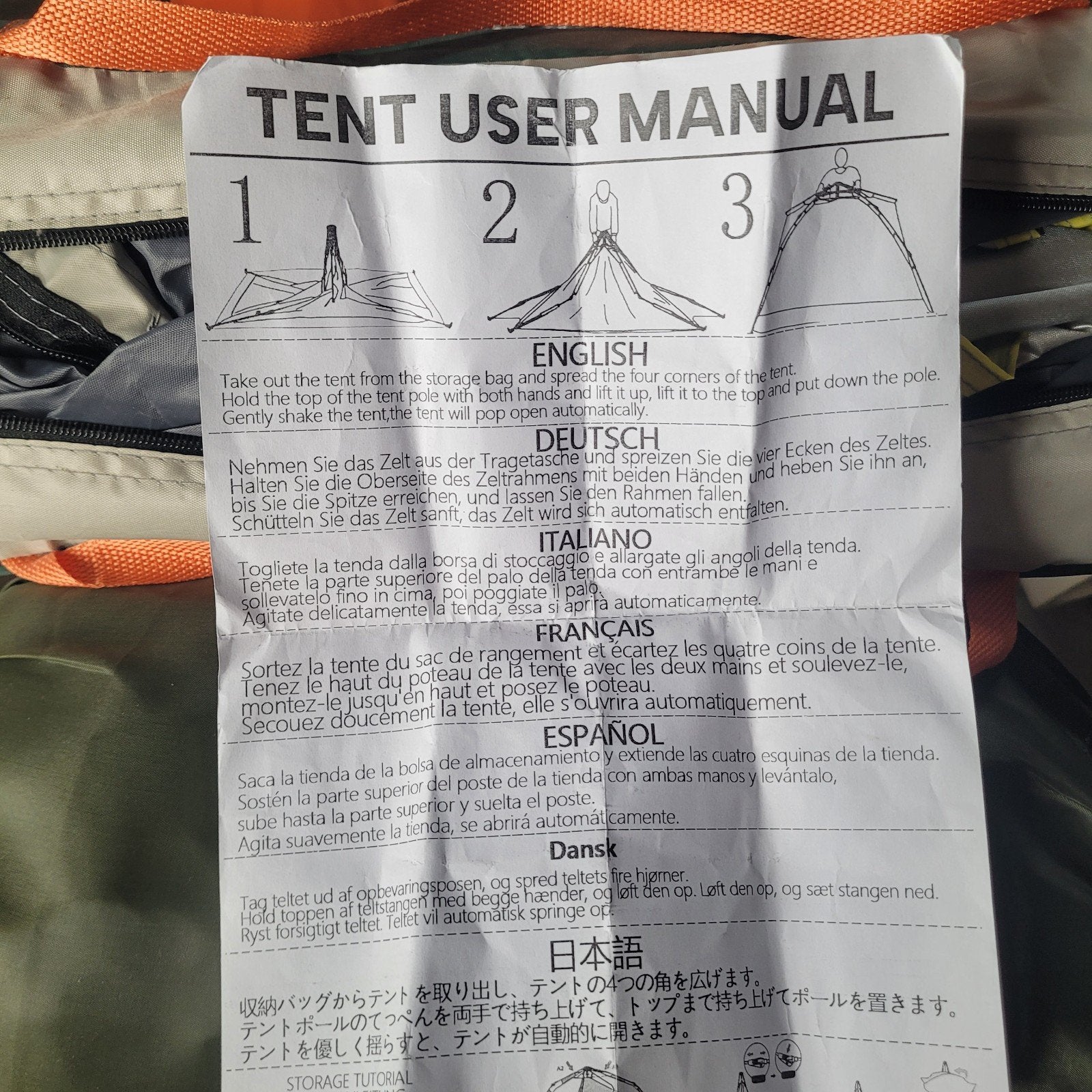 popup tent, Ophalen