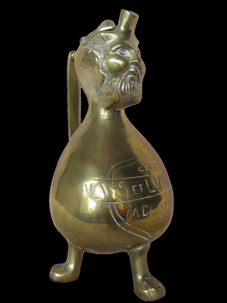 Vintage vol koperen aquamanille - baardemanskruik., Antiquités & Art, Enlèvement, Cuivre