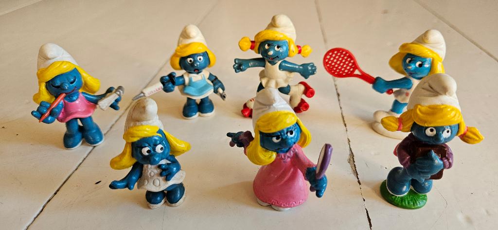 7 smurfen (7x smurfin ), Collections, Schtroumpfs, Utilisé, Poupée, Figurine ou Peluche, Schtroumpfette, Enlèvement ou Envoi