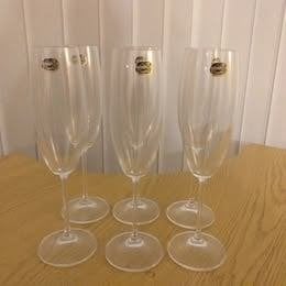 6 flûtes à champagne en cristal neuves, Enlèvement, Neuf