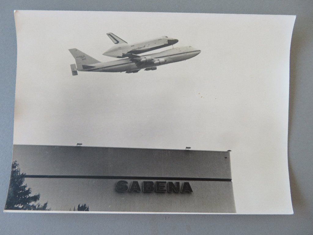 oude foto NASA vliegtuigen SABENA gebouw, Verzamelen, Ophalen of Verzenden, Zo goed als nieuw, Gebouw, Foto