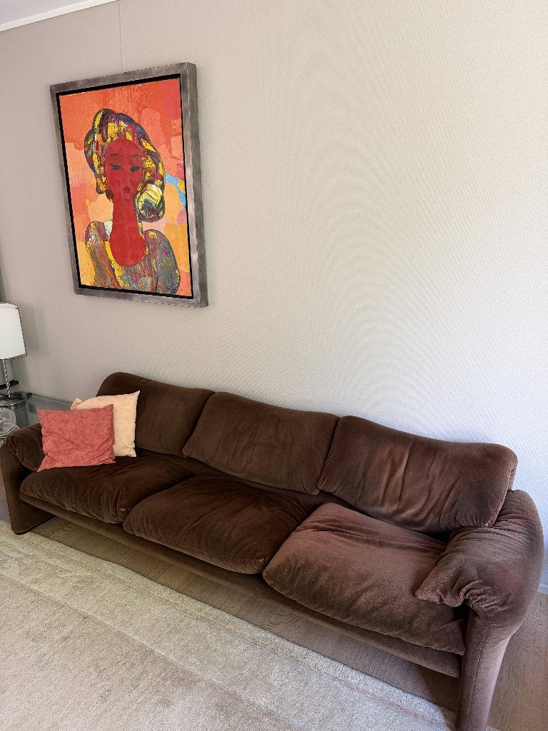 Set van 'Cassina Maralunga Sofa's Vico Magistretti (zetels), Ophalen, Gebruikt, Leer, Italiaans
