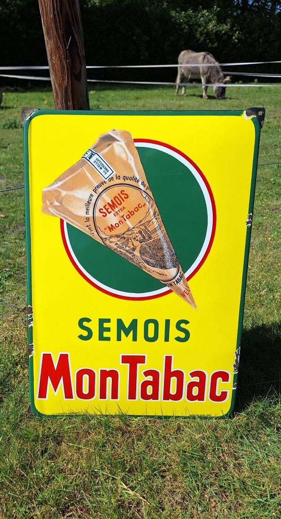 Mooi emaille reclamebord voor Semois Mon Tabac., Enlèvement ou Envoi, Utilisé, Panneau publicitaire