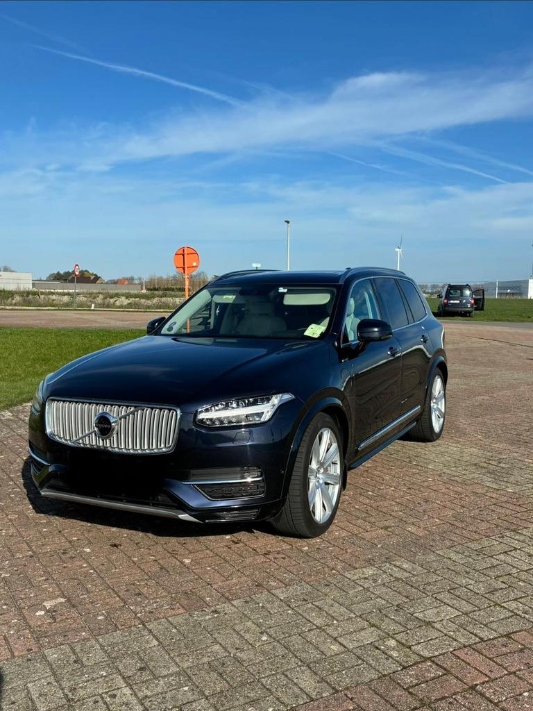 Volvo XC90 hybride T8 2016 mooi onderhouden binnen en buiten, Auto's, Volvo, Beige, Blauw, Leder, 5 deurs