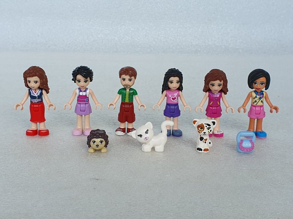 Lot Lego met 6 Lego Friends figuren en 3 Lego dieren, Kinderen en Baby's, Speelgoed | Duplo en Lego, Ophalen of Verzenden, Gebruikt