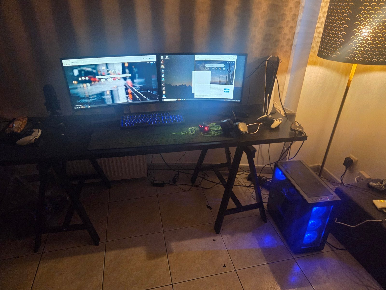 Pc setup met 2 schermen toetsenbord en muis!, Enlèvement, Avec moniteur, Gaming