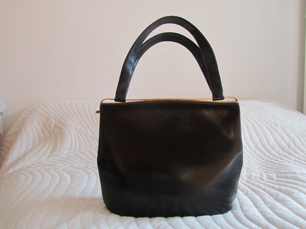 DELVAUX Vintage zwarte art deco tas met logo, Handtassen en Accessoires, Verzenden, Zwart