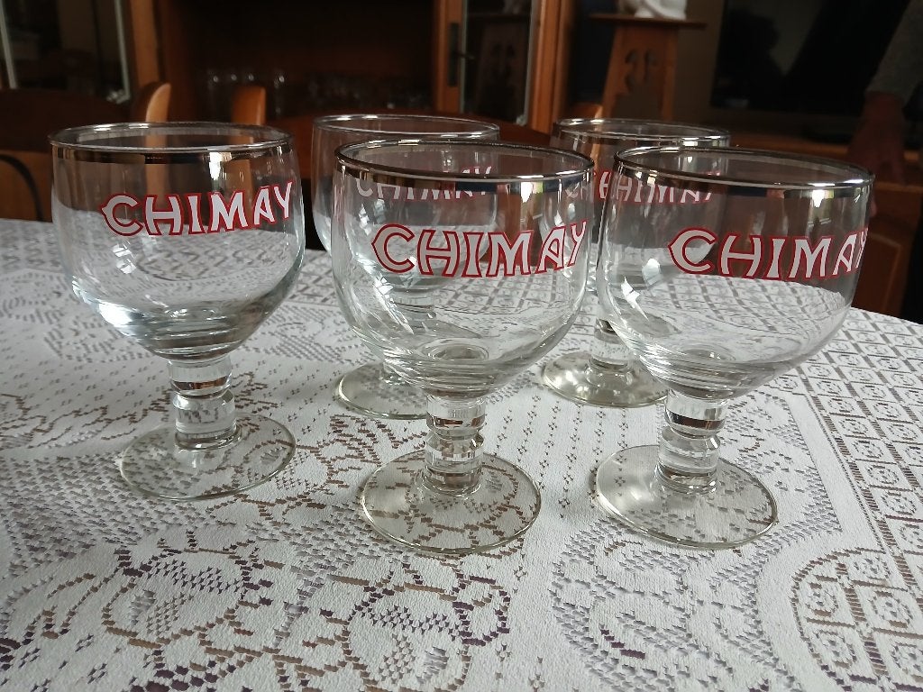 Lot 5 verres de Chimay 33 cl, Collections, Enlèvement, Comme neuf, Verre à bière