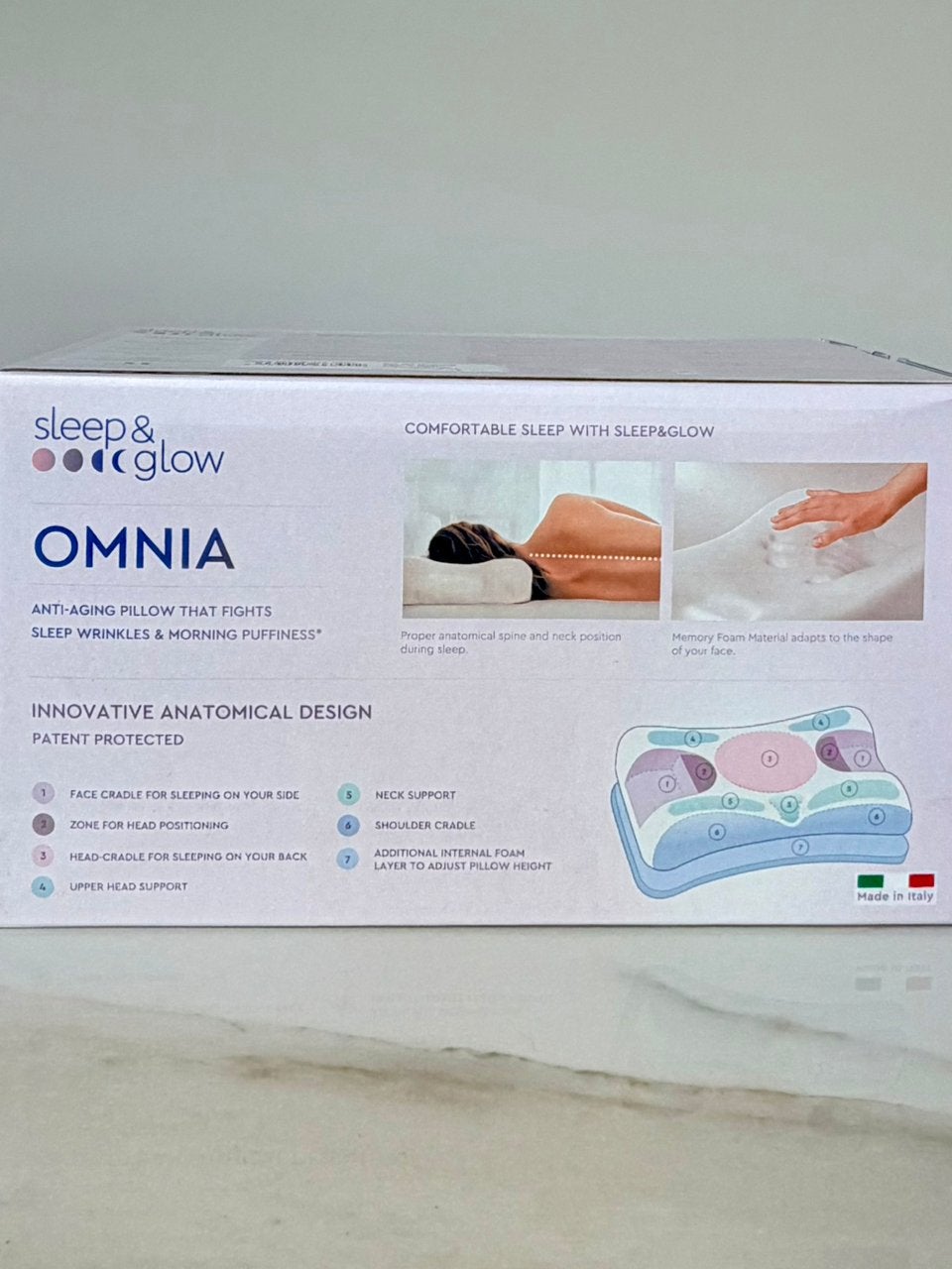 Sleep&Glow Omnia Memory Foam Kussen NIEUW, Ophalen of Verzenden, Nieuw, Gehele gezicht