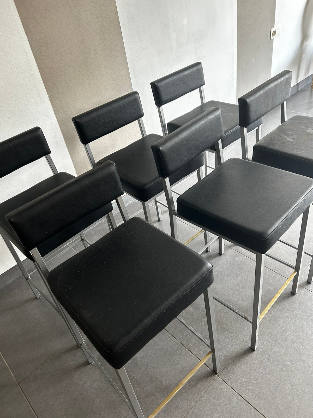 Set van 6 hoge stoelen, Maison & Meubles, Chaises, Enlèvement, Modern, barkruk, Cuir, Noir