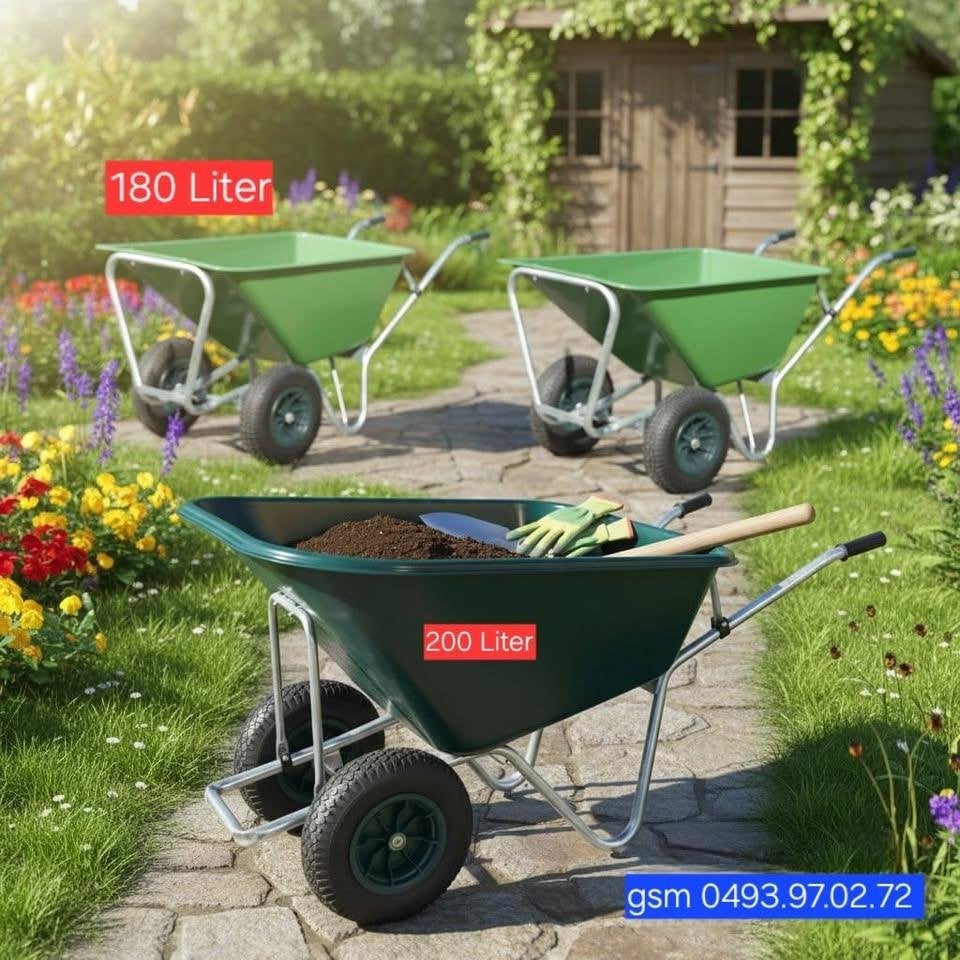 nieuwe XXL kruiwagens 180-200Liter NU IN promo !!, Jardin & Terrasse, Brouettes, Enlèvement, Neuf, À une roue