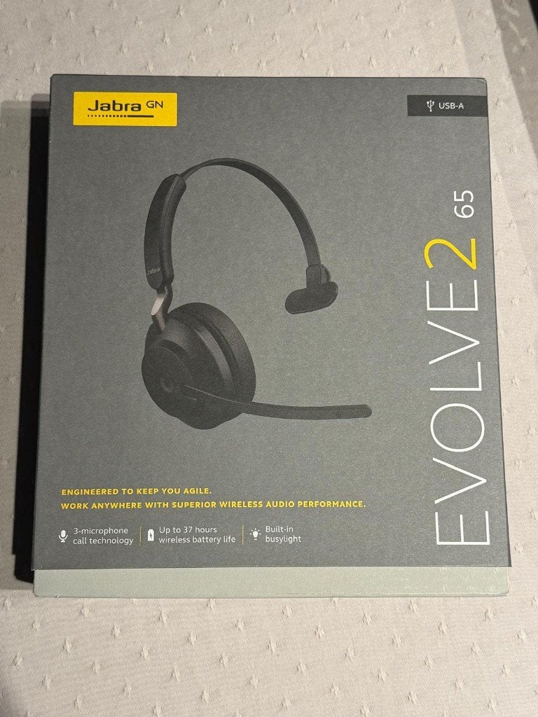 Headset Jabra Evolve2 65 Link380a-MS Mono, Computers en Software, Ophalen, On-ear, Zo goed als nieuw, Draadloos