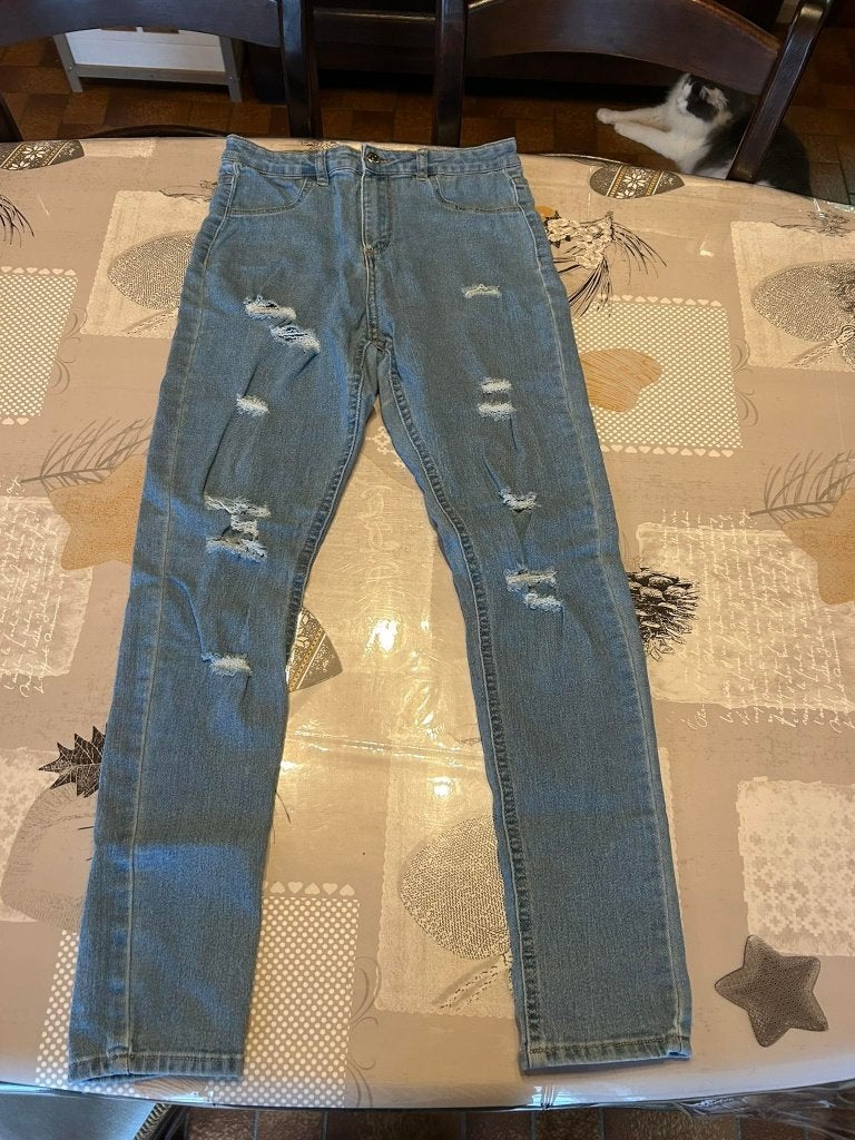 Jeans à trous, Kleding | Dames, Spijkerbroeken en Jeans, Ophalen, Blauw, W30 - W32 (confectie 38/40), Jennyfer