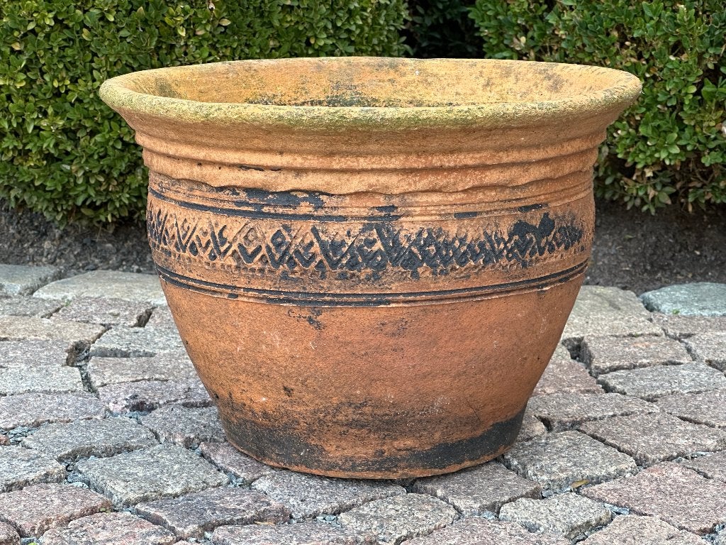 oude terracotta bloempot - uitstekende staat, Tuin en Terras, Ophalen, Rond, Terracotta, Binnen