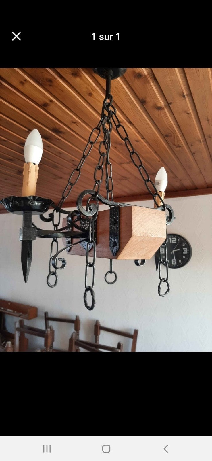 lustre en bois et fer forgé  25e, Enlèvement, Bois