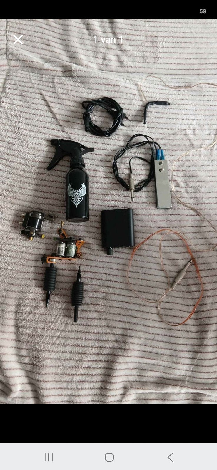 oud tattoo machine met pedaal alles inorde, Ophalen