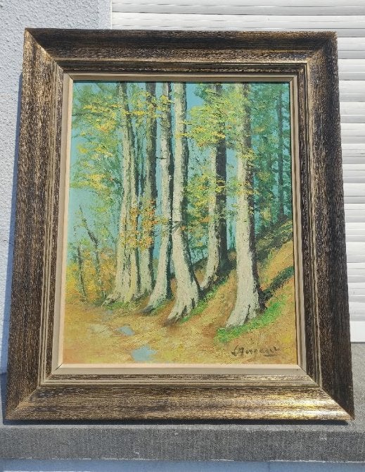 Huile sur panneau sous bois signe, Enlèvement ou Envoi, Panneau