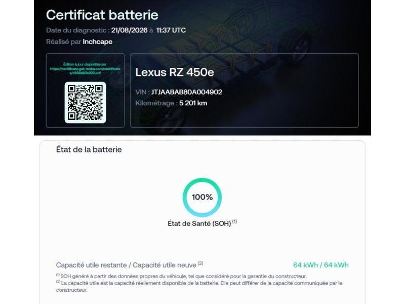 Lexus RZ 100% SoH 450e AWD Executive L | pano | head up, Autos, Lexus, Achat, Euro 6, Noir, 5 portes
