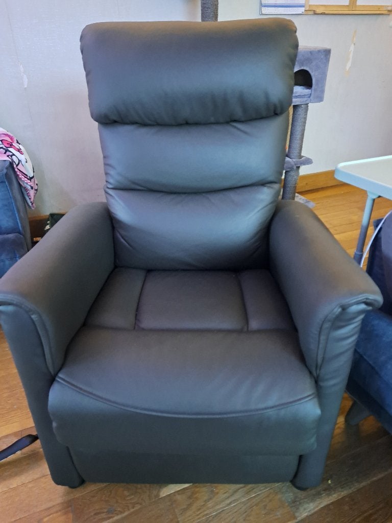 Elektrische relaxzetel bruin met sta-op functie, Huis en Inrichting, Fauteuils, Ophalen, Gebruikt, 75 tot 100 cm, Leer