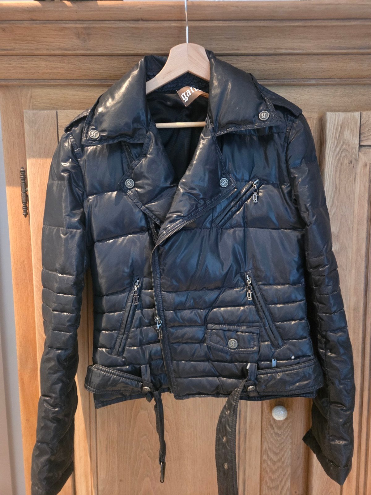 biker jas donsjas, Kleding | Dames, Galliano, Zwart, Maat 42/44 (L), Ophalen of Verzenden