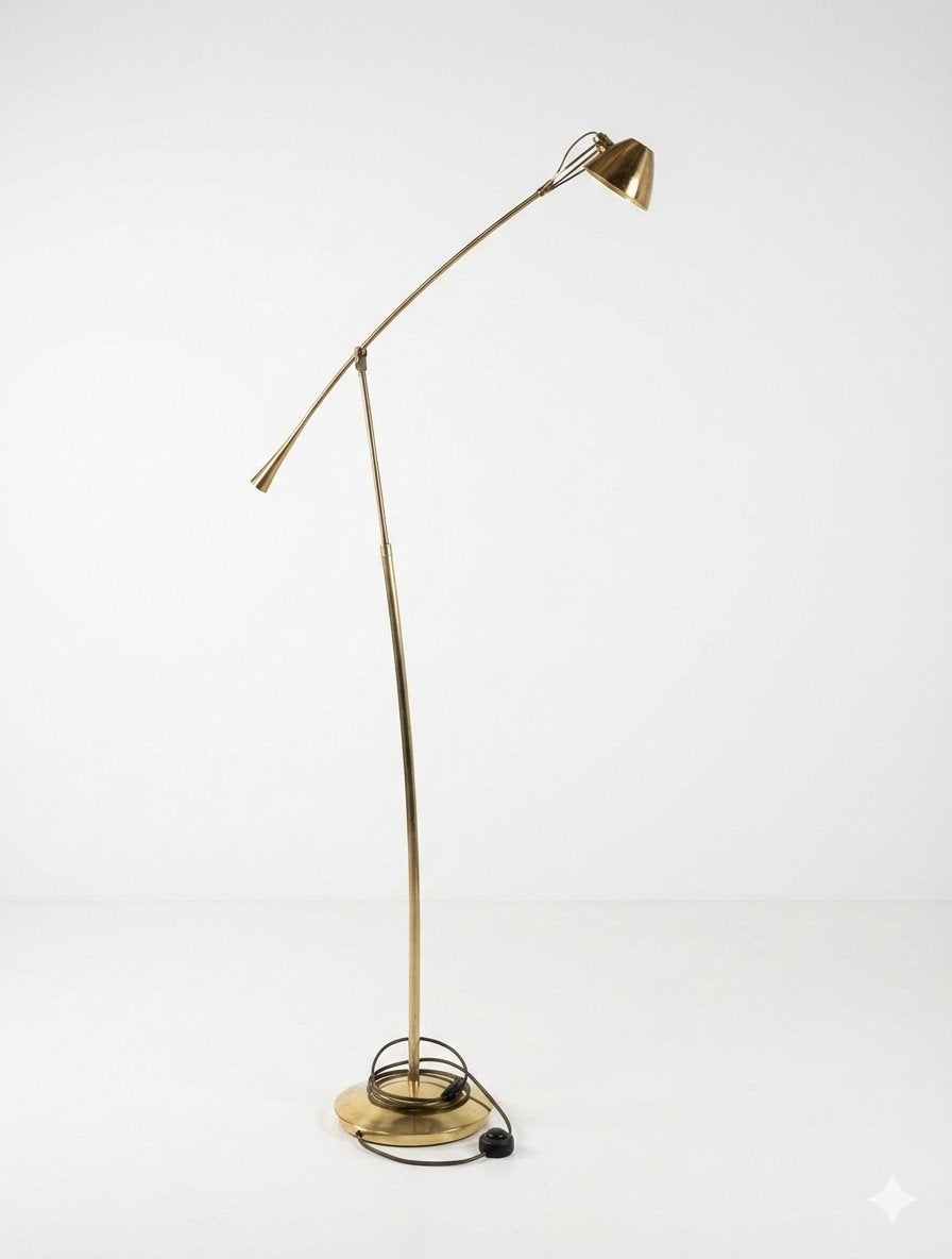 vintage vloerlamp in messing (brass), Enlèvement, Design