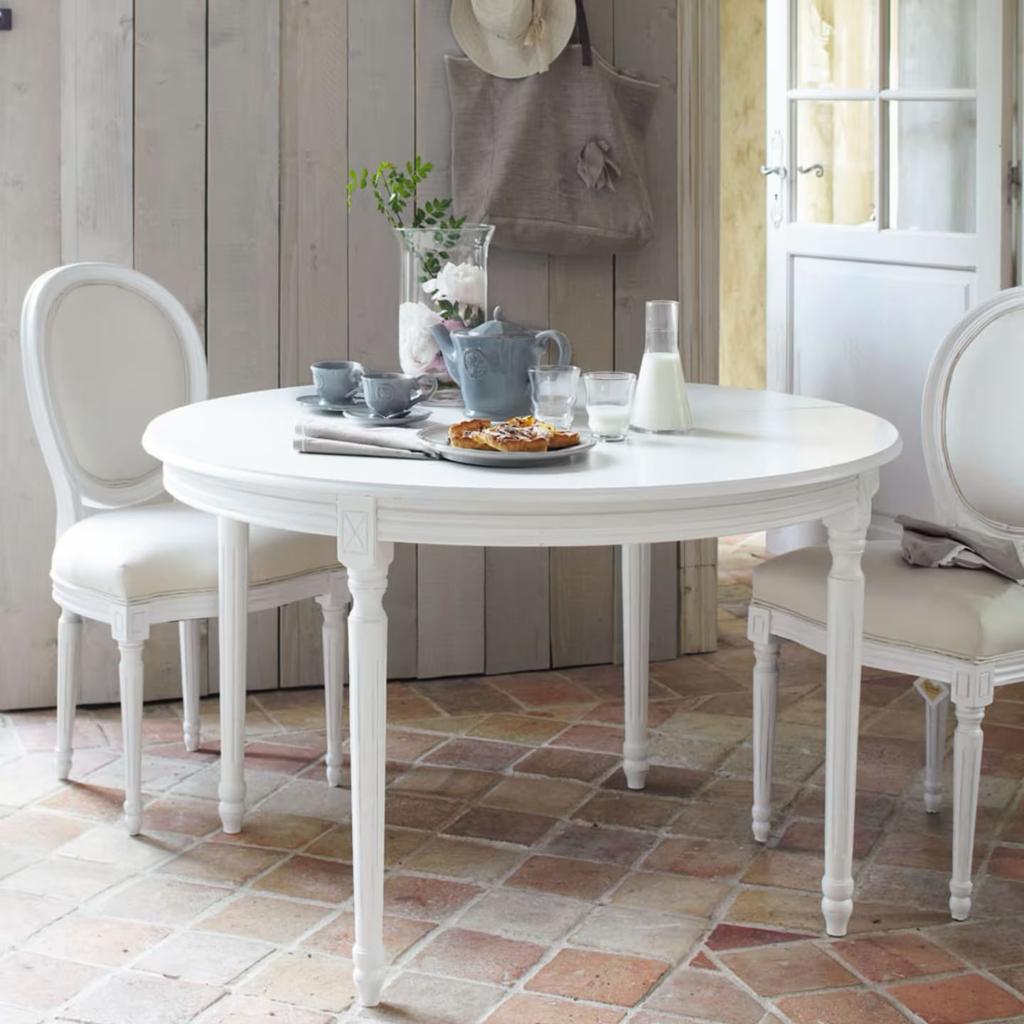 LOUIS - Witte uitschuifbare eettafel voor 4 tot 8 personen, Ophalen, Gebruikt, 100 tot 150 cm, Vijf personen of meer