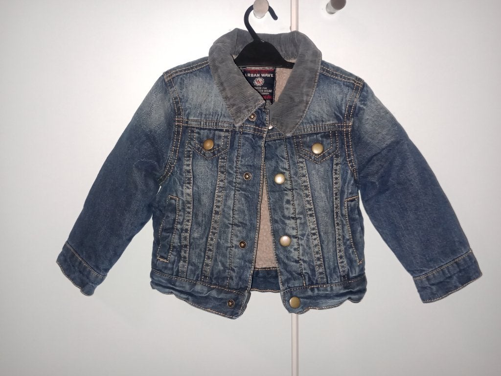 Jeans jas met Teddy voering maat 92, Ophalen, Zo goed als nieuw, Jongen, Jas